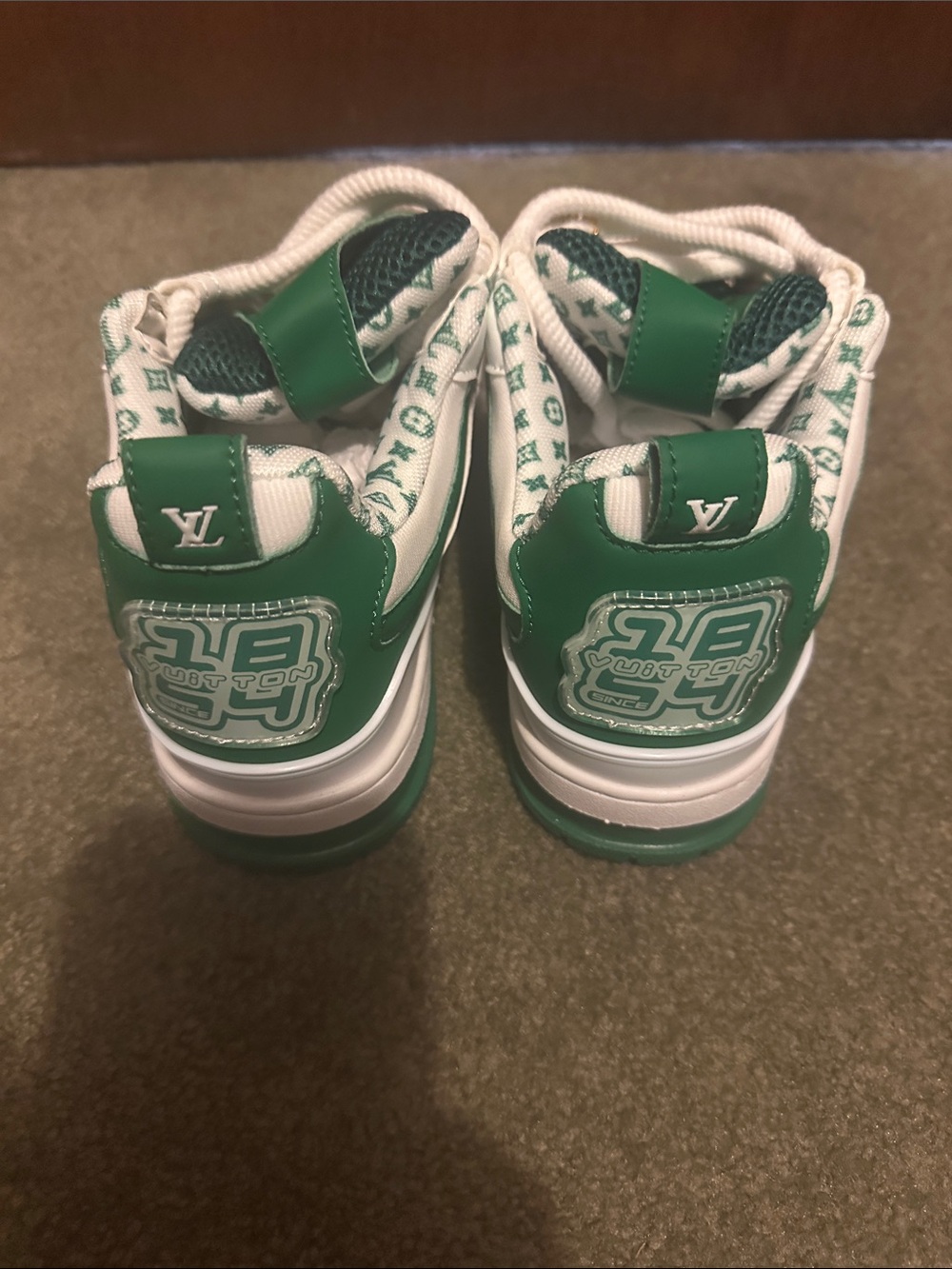 Louis Vuitton Kids Green and White High-Top Sneakers 
Hello everyone no returns